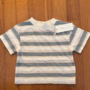 Rylee + Cru Pale Blue and White Striped Short Sleeve Tee